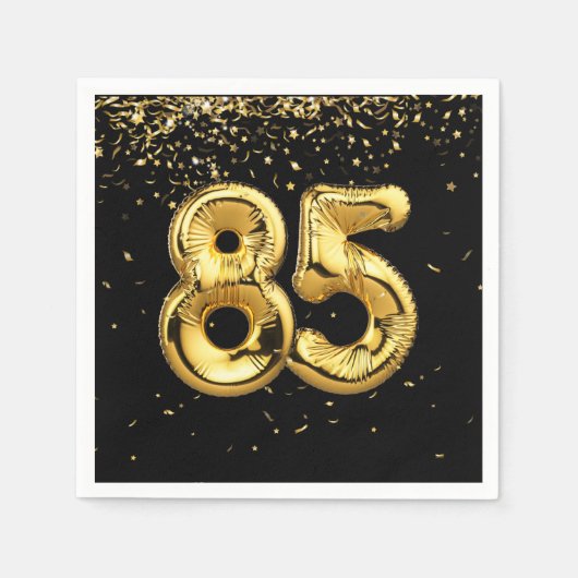 Goudfolie 85 ballonnen en Confetti servetten (Voorkant)
