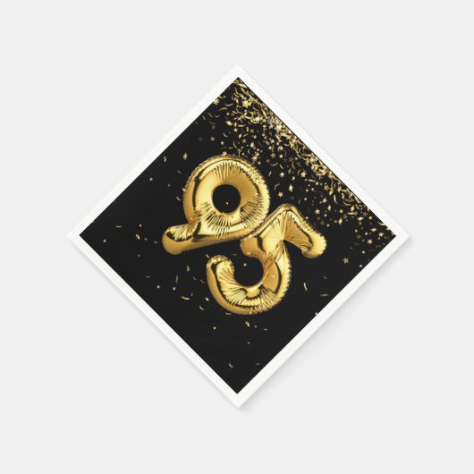 Goudfolie 95 ballonnen en Confetti servetten (Hoek)