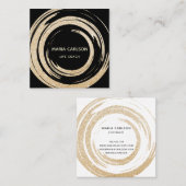 Goudfolie abstracte cirkels penseelstreken life co vierkante visitekaartje (Voorkant / Achterkant)