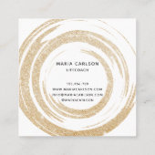 Goudfolie abstracte cirkels penseelstreken life co vierkante visitekaartje (Achterkant)