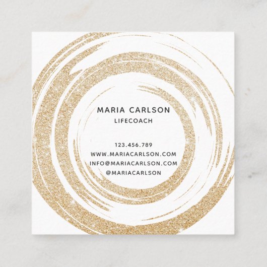 Goudfolie abstracte cirkels penseelstreken life co vierkante visitekaartje (Achterkant)