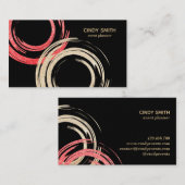 Goudfolie abstracte cirkels rode glinsterende bors visitekaartje (Voorkant / Achterkant)