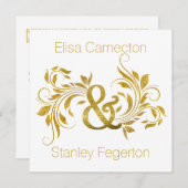 Goudfolie ampersand bloeien bloemenbruiloft kaart (Voorkant / Achterkant)
