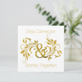 Goudfolie ampersand bloeien bloemenbruiloft kaart (Staand voorkant)