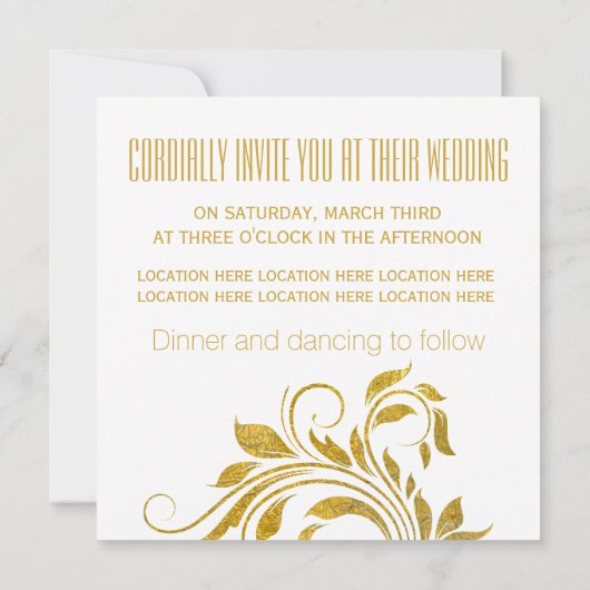 Goudfolie ampersand bloeien bloemenbruiloft kaart (Achterkant)