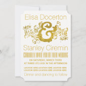 Goudfolie ampersand en rolblad florale bruiloft kaart (Voorkant)