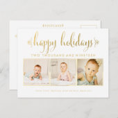 Goudfolie Baby 1e Kerstfoto Lijst Briefkaart (Voorkant / Achterkant)