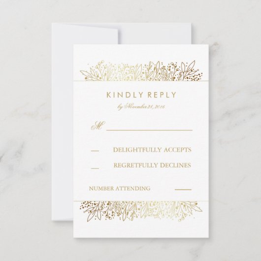 Goudfolie Baby's Breath Bloemen Bruiloft RSVP Kaar (Voorkant)