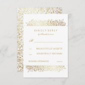 Goudfolie Baby's Breath Bloemen Bruiloft RSVP Kaar (Voorkant / Achterkant)
