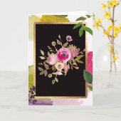 Goudfolie, Bloemboeket, blanco wenskaart Kaart (Gele Bloem)