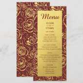 Goudfolie Bloemen op Bourgogne Menu (Voorkant / Achterkant)