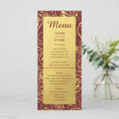 Goudfolie Bloemen op Bourgogne Menu (Staand voorkant)