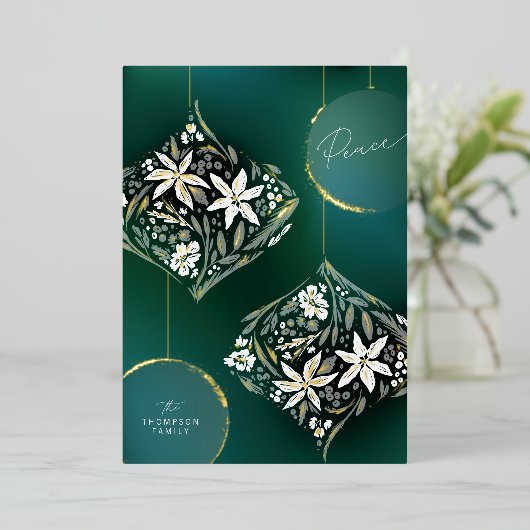 Goudfolie Bloemen Ornament Non-foto Folie Feestdagenkaart (Staand Voorkant)