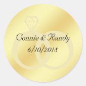 Goudfolie Bruiloft Monogram Sticker Trouwringen (Voorkant)