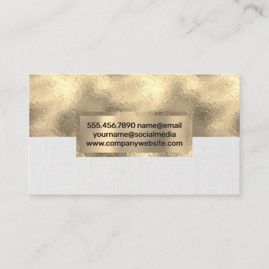 goudfolie | Canvas Witte textuur Visitekaartje (Achterkant)