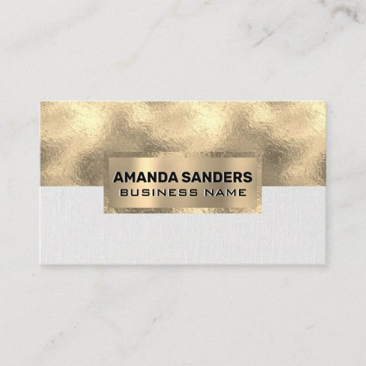 goudfolie | Canvas Witte textuur Visitekaartje (Voorkant)