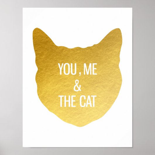 Goudfolie Cat Jij mij en het cadeau van de kattenl Poster (Voorkant)