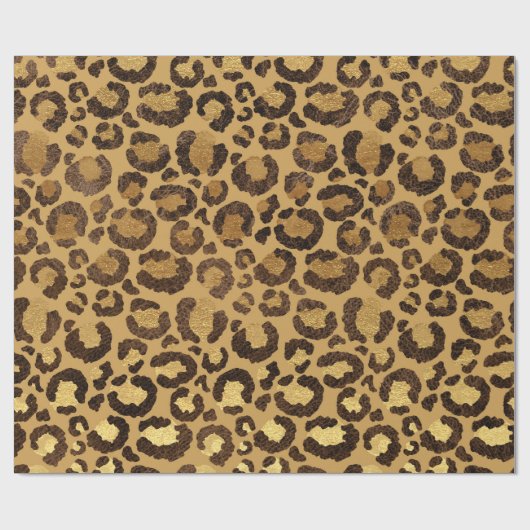 Goudfolie Cheetah Pattern Oerwoud Verjaardagsfeest Cadeaupapier (Vlak)