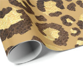 Goudfolie Cheetah Pattern Oerwoud Verjaardagsfeest Cadeaupapier (Rol Hoek)