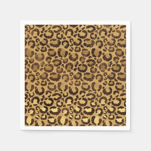 Goudfolie Cheetah Pattern Oerwoud Verjaardagsfeest Servet (Voorkant)