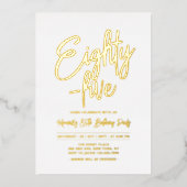 Goudfolie | Chique tachtig - vijf 85ste verjaardag Folie Uitnodiging (Voorkant)