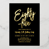 Goudfolie | Chique tachtig - vijf 85ste verjaardag Folie Uitnodiging (Voorkant)