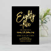 Goudfolie | Chique tachtig - vijf 85ste verjaardag Folie Uitnodiging (Staand Voorkant)