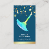 Goudfolie Confetti Blue Duster Cleaning Service Visitekaartje (Voorkant)