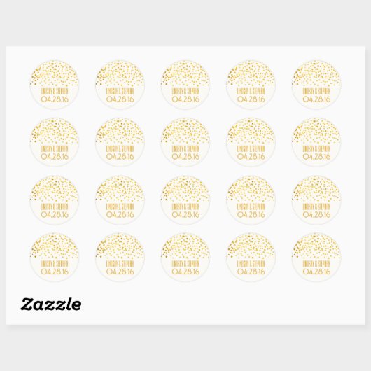 Goudfolie Confetti bruiloft Ronde Sticker (Vel)