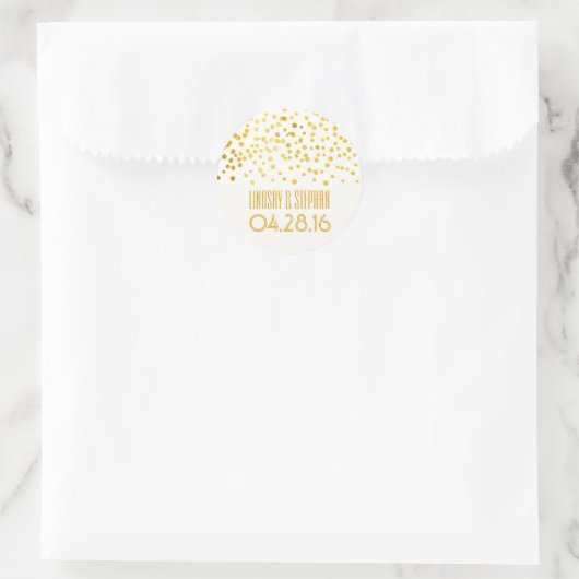 Goudfolie Confetti bruiloft Ronde Sticker (Tas)