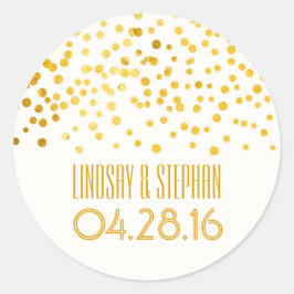 Goudfolie Confetti bruiloft Ronde Sticker