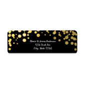 Goudfolie Confetti Elegante zwarte Adresetiketten Etiket (Voorkant)