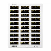 Goudfolie Confetti Elegante zwarte Adresetiketten Etiket (Full Sheet)