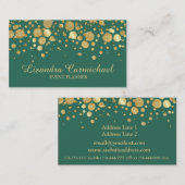 Goudfolie Confetti op groen Visitekaartje (Voorkant / Achterkant)