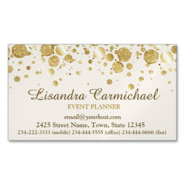 Goudfolie Confetti op wit magnetisch Visitekaartje