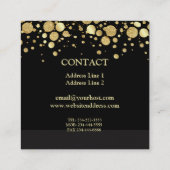 Goudfolie Confetti op zwart vierkant Visitekaartje (Achterkant)
