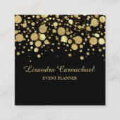 Goudfolie Confetti op zwart vierkant Visitekaartje (Voorkant)