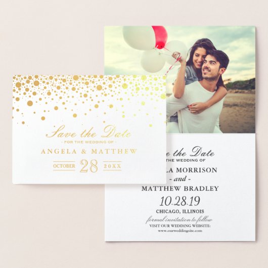 Goudfolie Confetti Stippen Bruiloft Save the Date Folie Kaarten (Display)