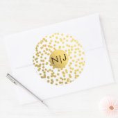 Goudfolie Confetti Stippen Glam Modern Wedding Fav Ronde Sticker (Envelop)