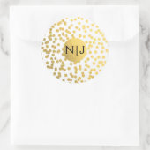 Goudfolie Confetti Stippen Glam Modern Wedding Fav Ronde Sticker (Tas)