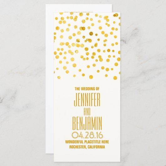 Goudfolie Confetti Trouwprogramma's Programmakaart (Voorkant / Achterkant)