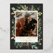 Goudfolie De oudste kerstzwarte gouden roodbruin Folie Feestdagenkaart (Voorkant)