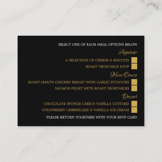  goudfolie Dragonfly bruiloft Menu Selectie (Achterkant)