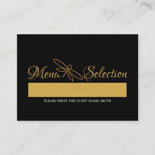 goudfolie Dragonfly bruiloft Menu Selectie (Voorkant)