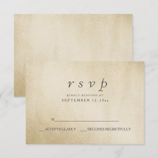 Goudfolie Elegant Modern Wedding RSVP (Voorkant / Achterkant)
