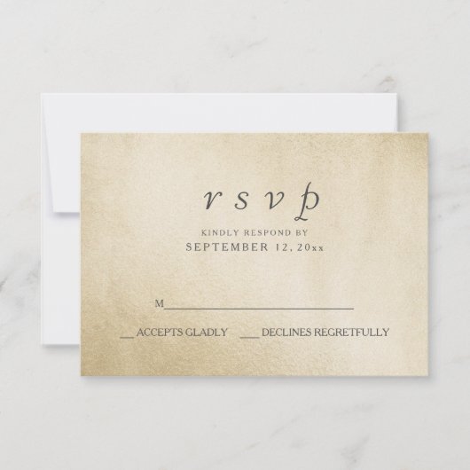Goudfolie Elegant Modern Wedding RSVP Kaartje (Voorkant)