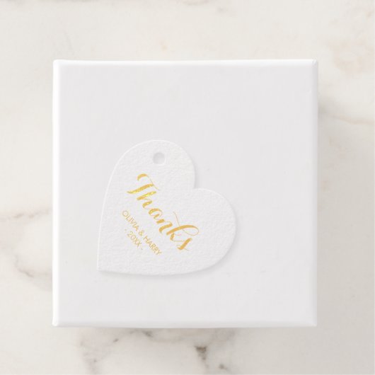 Goudfolie Elegant Script Wedding Favor Gift Label (Met doos)