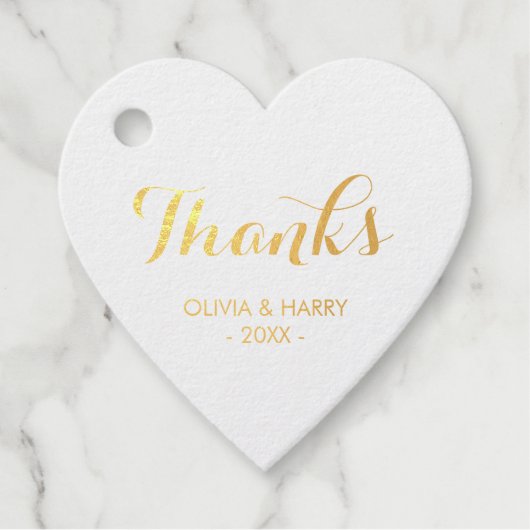 Goudfolie Elegant Script Wedding Favor Gift Label (Voorkant)