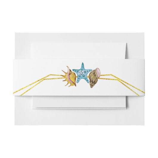 Goudfolie en zeeschildpaddenstrand bruiloft uitnodigingen wikkel (Voorkant Voorbeeld)