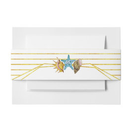 Goudfolie en zeeschildpaddenstrand bruiloft uitnodigingen wikkel